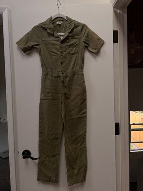 NWT Roxy Kids Olive Green Short-Sleeve Utility Jumpsuit